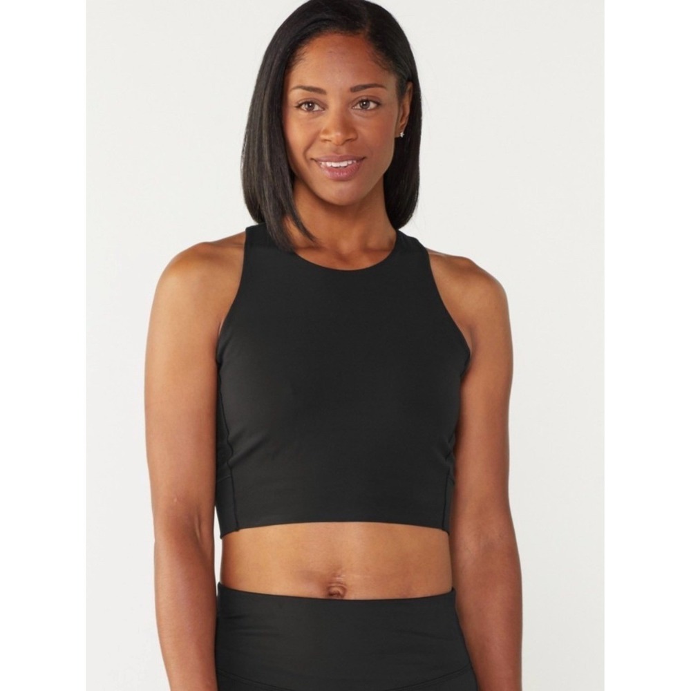 Rhone Revive Longline Bra Black High Neck Racerback Sports Bra Medium NWT